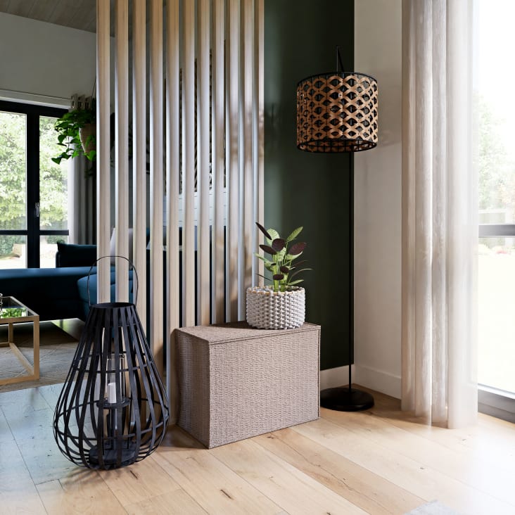 Maisons du Monde USSEL - Baúl de junco de mar trenzado y metal reciclado ÚLTIMAS EDICIONES