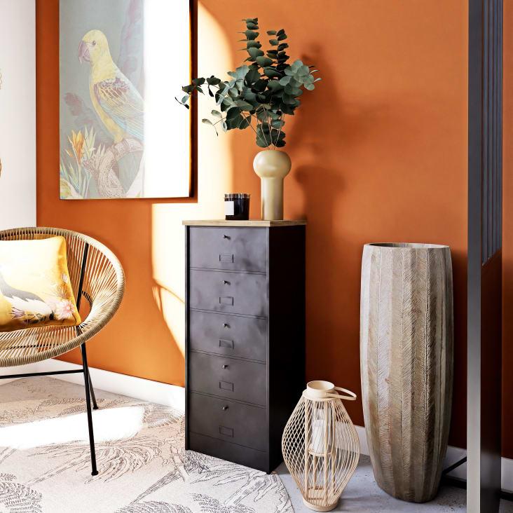 Maisons du Monde WYATT - Mueble pequeño con 5 cajones de madera de abeto y metal negro Promoción trimestral