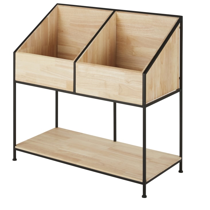 Maisons du Monde JIMMY - Cajonera para vinilos de madera de abeto y hierro reciclado negro Superdescuento