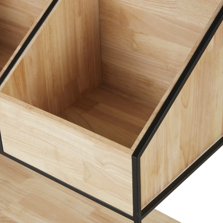 Maisons du Monde JIMMY - Cajonera para vinilos de madera de abeto y hierro reciclado negro Superdescuento