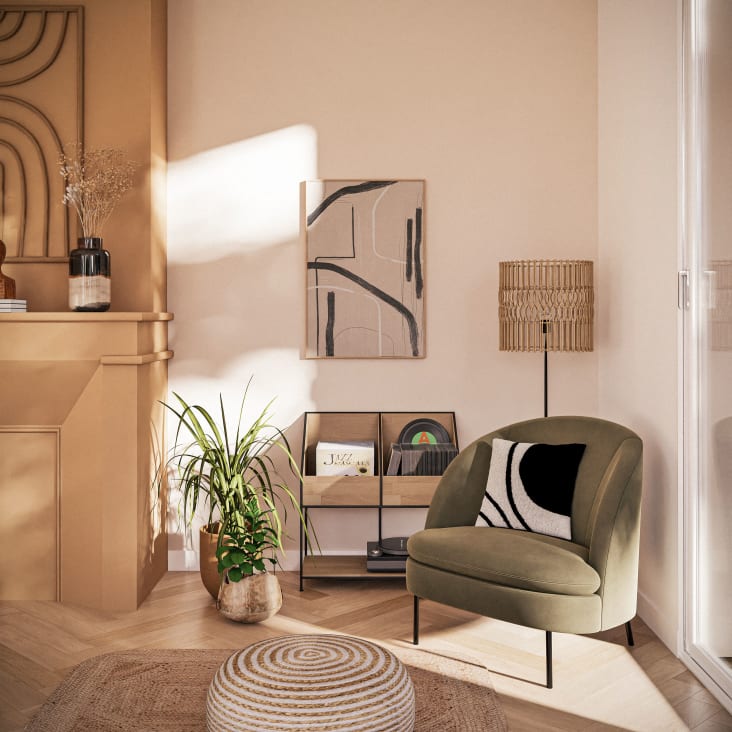 Maisons du Monde JIMMY - Cajonera para vinilos de madera de abeto y hierro reciclado negro Superdescuento
