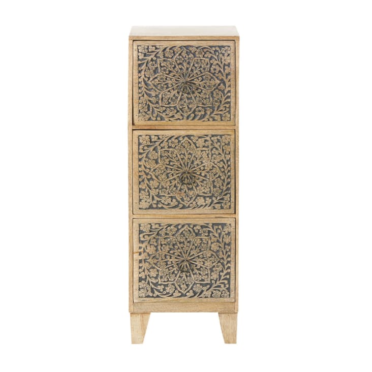 Maisons du Monde NARMADA - Pequeño mueble con 3 cajones de mango grabado