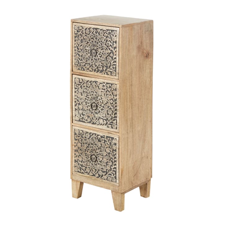 Maisons du Monde NARMADA - Pequeño mueble con 3 cajones de mango grabado Grandes descuentos