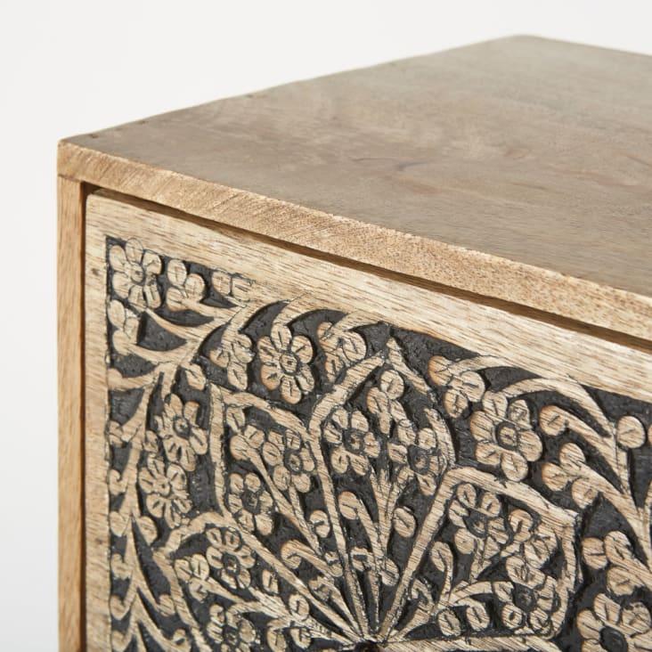Maisons du Monde NARMADA - Pequeño mueble con 3 cajones de mango grabado Grandes descuentos