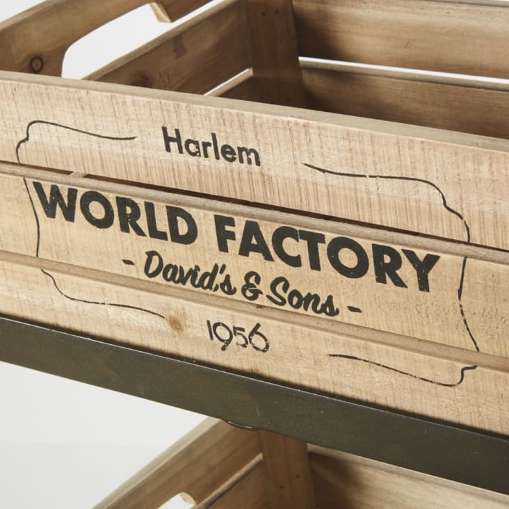 Maisons du Monde WORLD FACTORY - Frutero de metal negro con efecto envejecido y 3 cajas de pino y abeto Envío internacional gratuito