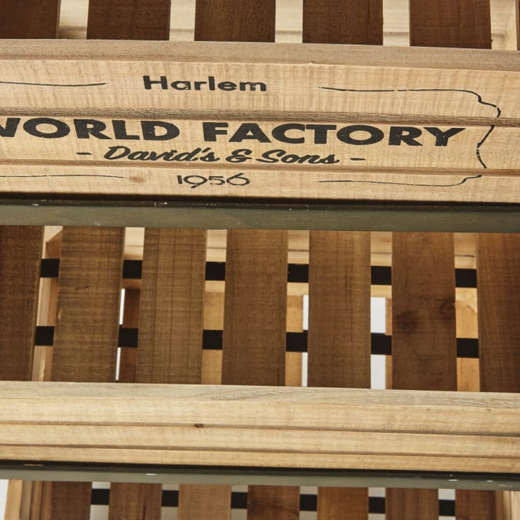 Maisons du Monde WORLD FACTORY - Frutero de metal negro con efecto envejecido y 3 cajas de pino y abeto Envío internacional gratuito