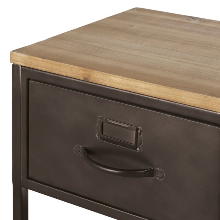 Maisons du Monde Wayne - Consola con 3 cajones de madera de pino macizo y metal patinado efecto envejecido Limitado a 3 días