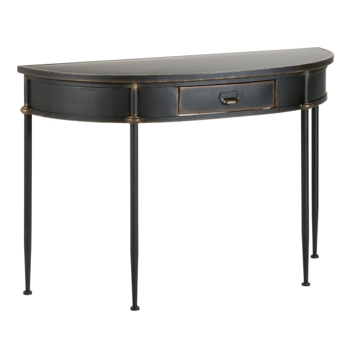 Maisons du Monde Alienor - Consola con 1 cajón de metal negro Precios de Black Friday