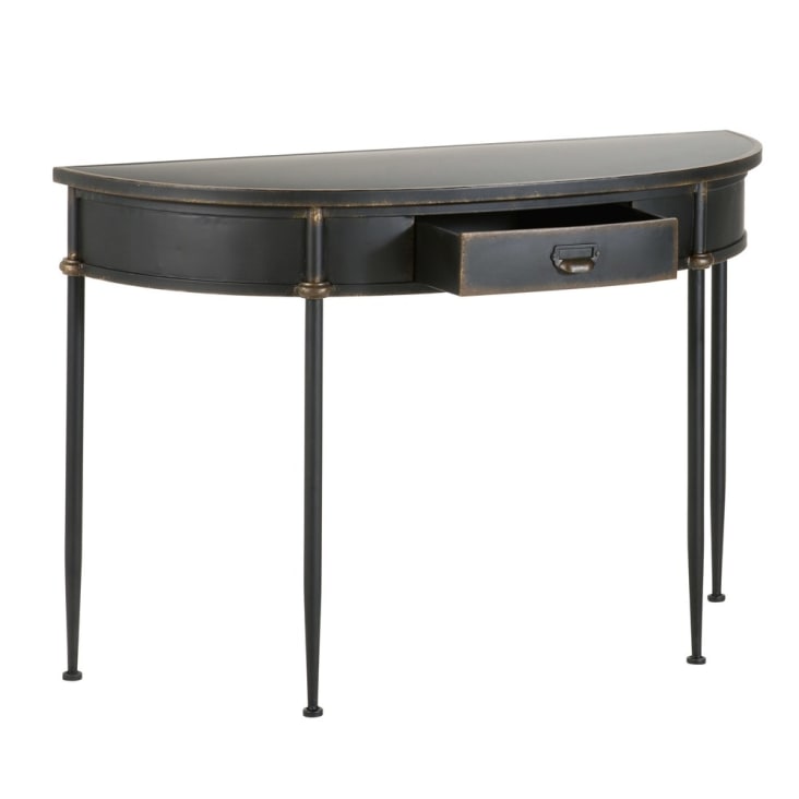 Maisons du Monde Alienor - Consola con 1 cajón de metal negro Precios de Black Friday