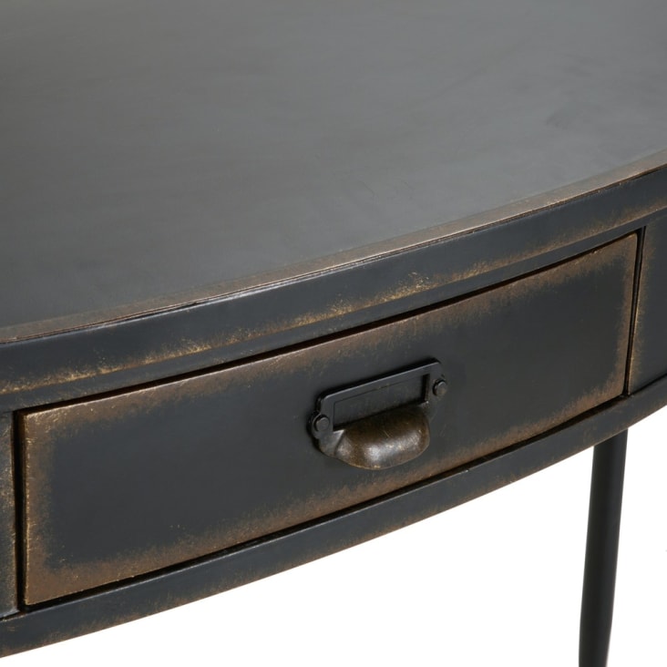 Maisons du Monde Alienor - Consola con 1 cajón de metal negro Precios de Black Friday