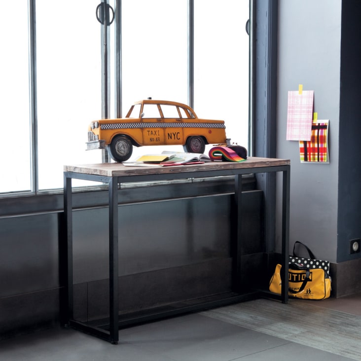 Maisons du Monde Long Island - Consola industrial de abeto macizo blanco y metal Libre de impuestos