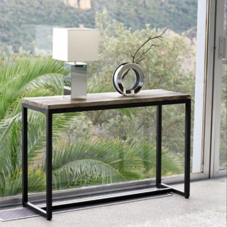 Maisons du Monde Long Island - Consola industrial de abeto macizo blanco y metal Libre de impuestos