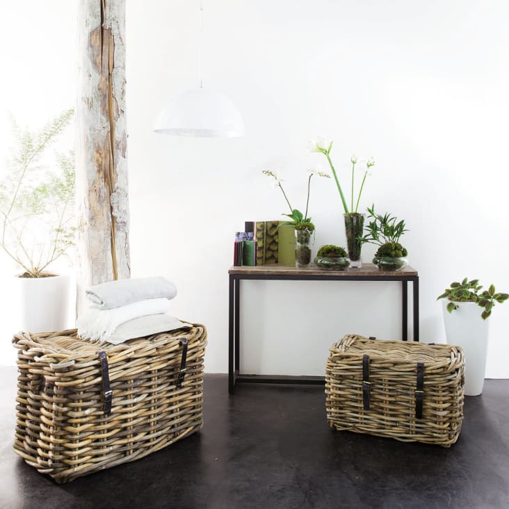 Maisons du Monde Long Island - Consola industrial de abeto macizo blanco y metal Libre de impuestos