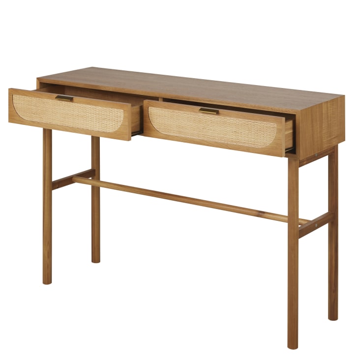 Maisons du Monde Tarifa - Consola con 2 cajones color avellana de ratán trenzado Oferta exclusiva