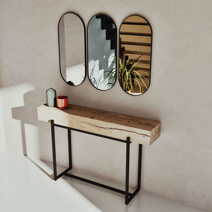 Maisons du Monde Magnus - Consola de roble y metal negro Descuento por venta flash