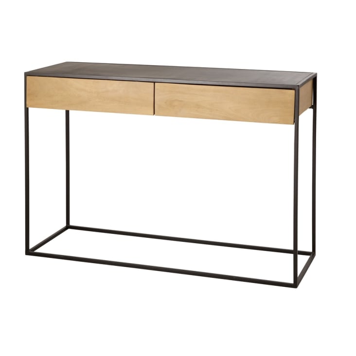 Maisons du Monde Wayampi - Consola con 2 cajones de metal negro y mango macizo Ofertas especiales