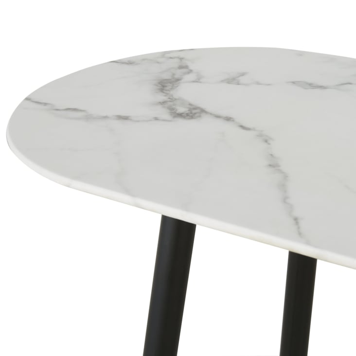 Maisons du Monde Phea - Consola de cristal templado efecto mármol blanco y metal negro Grandes ahorros