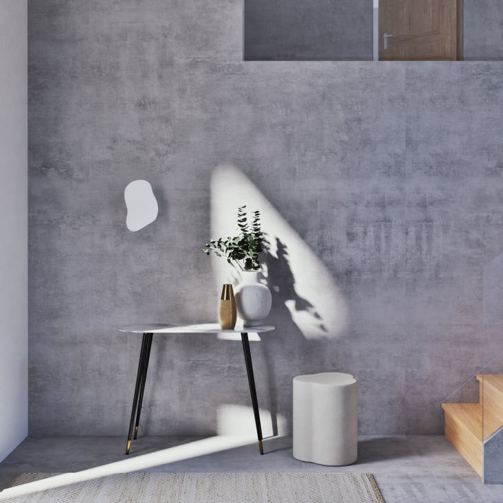 Maisons du Monde Phea - Consola de cristal templado efecto mármol blanco y metal negro Grandes ahorros
