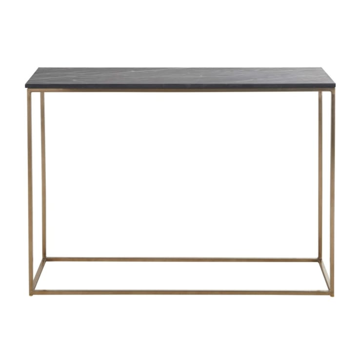 Maisons du Monde Marble - Consola de mármol negro y metal en color latón