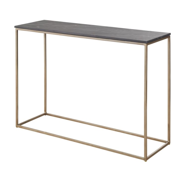 Maisons du Monde Marble - Consola de mármol negro y metal en color latón Rebajas de fin de temporada