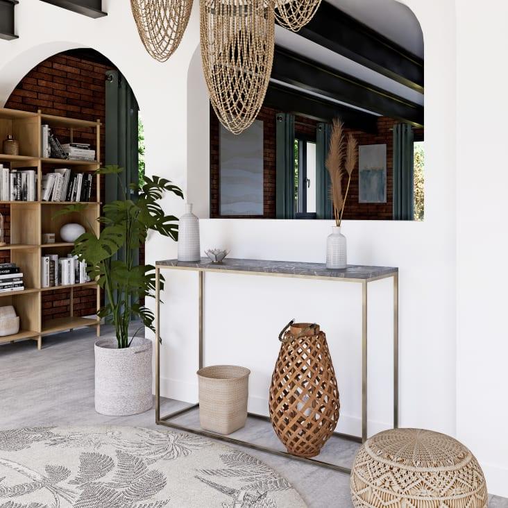 Maisons du Monde Marble - Consola de mármol negro y metal en color latón Rebajas de fin de temporada