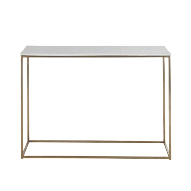 Maisons du Monde Marble - Consola de mármol blanco y metal color latón