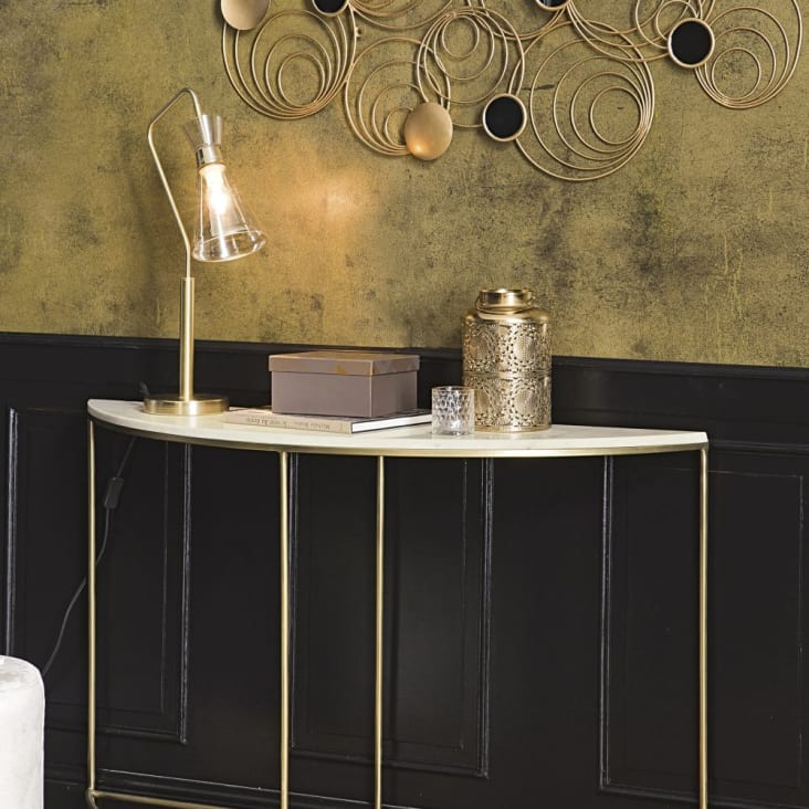 Maisons du Monde Midtown - Consola redondeada de metal color latón y mármol blanco 2025