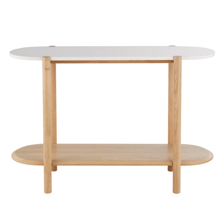 Maisons du Monde Polari - Consola de madera y terrazo blanco y madera clara