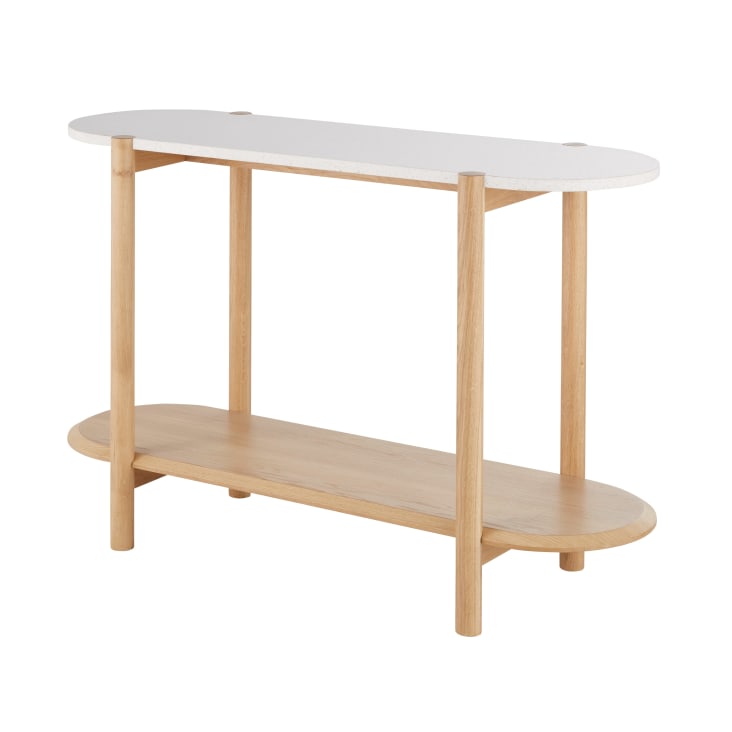 Maisons du Monde Polari - Consola de madera y terrazo blanco y madera clara Outlet