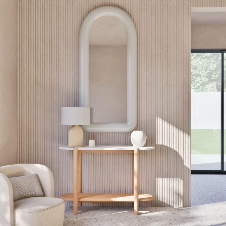 Maisons du Monde Polari - Consola de madera y terrazo blanco y madera clara Outlet