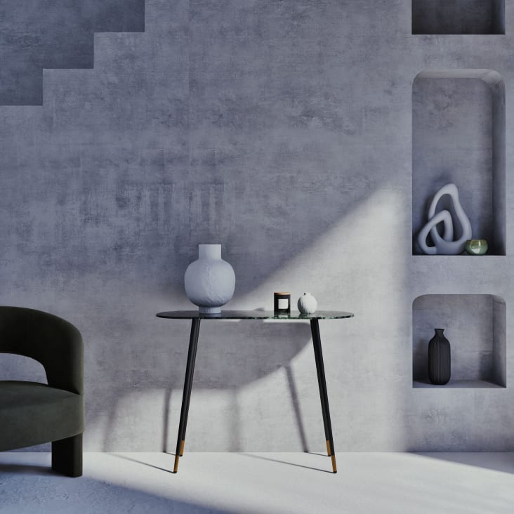 Maisons du Monde Phea - Consola de cristal verde y metal negro y dorado Outlet online