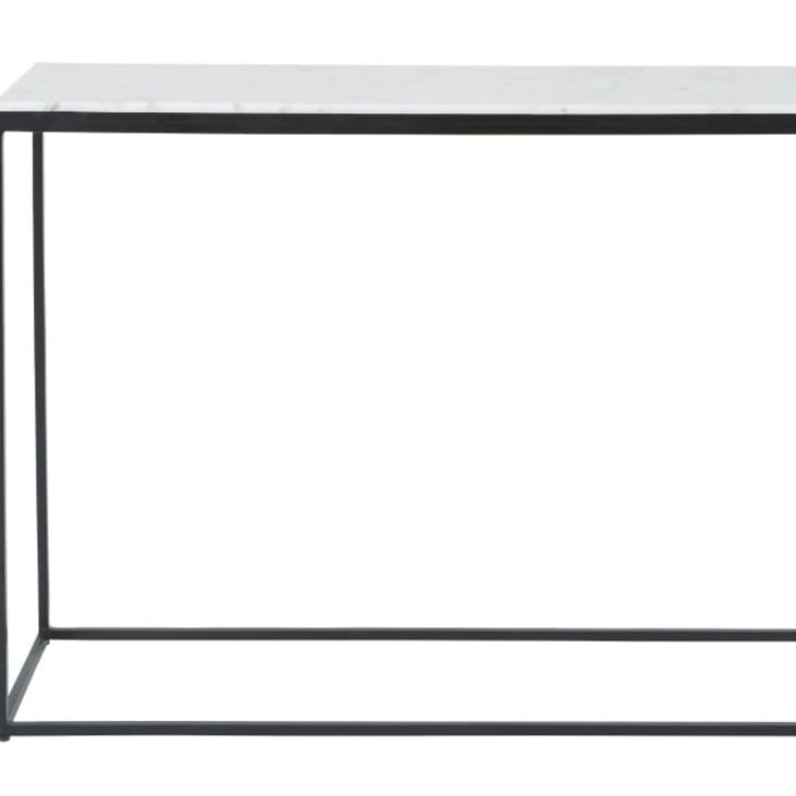 Maisons du Monde Marble - Consola de mármol blanco y metal negro
