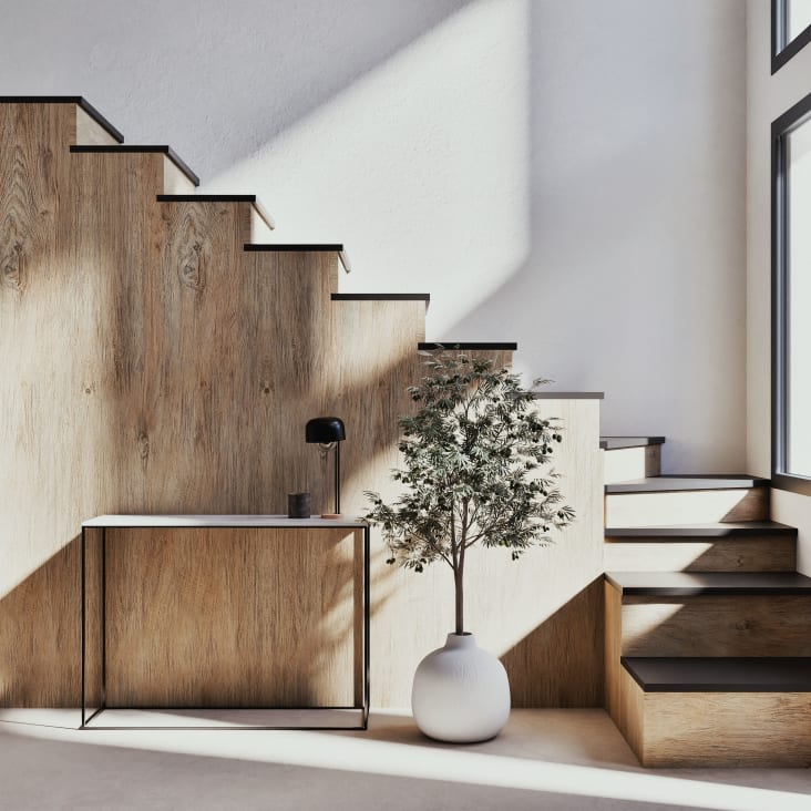 Maisons du Monde Marble - Consola de mármol blanco y metal negro Rebajas