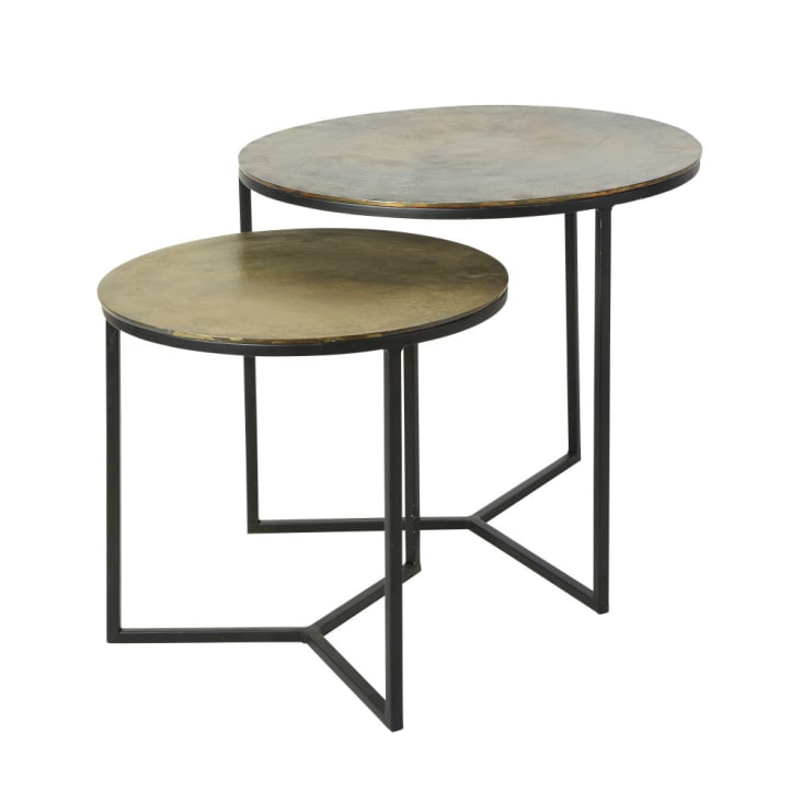 Maisons du Monde LHASSA - Mesas auxiliares de metal negro y dorado (x2)