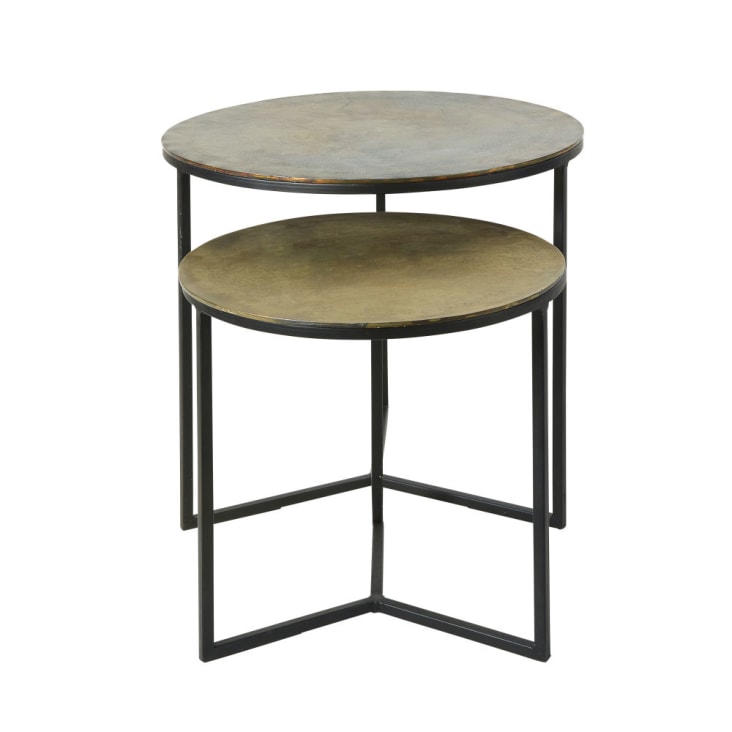Maisons du Monde LHASSA - Mesas auxiliares de metal negro y dorado (x2) Gran oferta