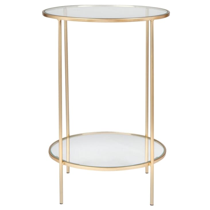 Maisons du Monde VALIA - Mesa auxiliar de cristal y metal dorado