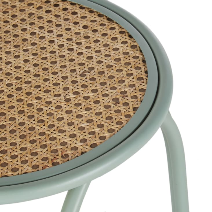 Maisons du Monde VOLODIA - Mesa auxiliar vintage de ratán trenzado y hierro azul Liquidación