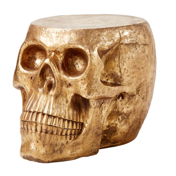 Maisons du Monde Benicio - Mesa auxiliar en forma de calavera dorada Mejor oferta