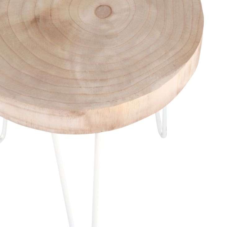 Maisons du Monde NADOR - Mesa auxiliar de metal blanco y paulonia Rebajas top