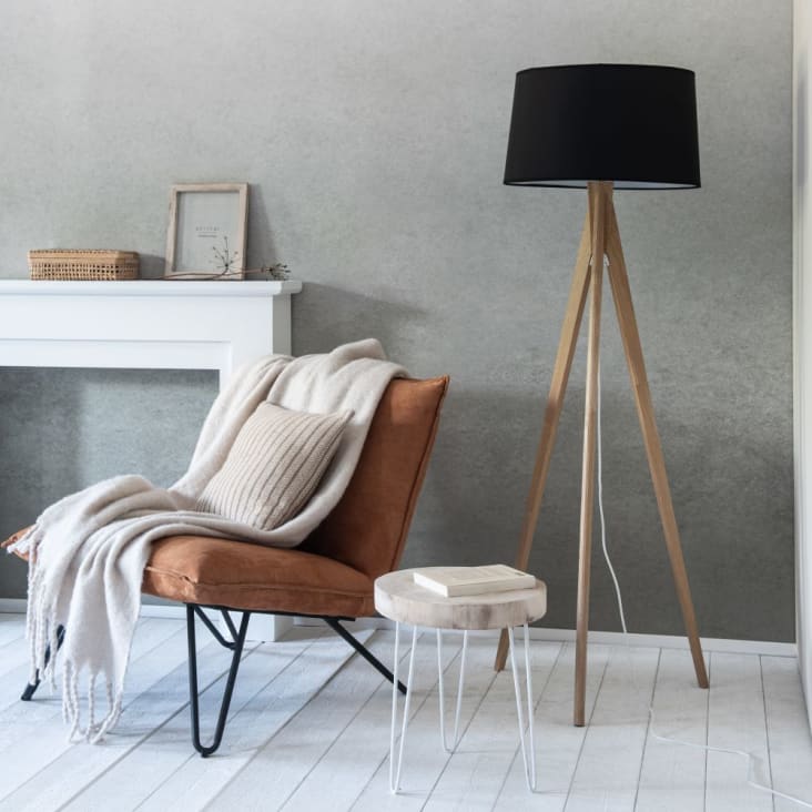Maisons du Monde NADOR - Mesa auxiliar de metal blanco y paulonia Rebajas top