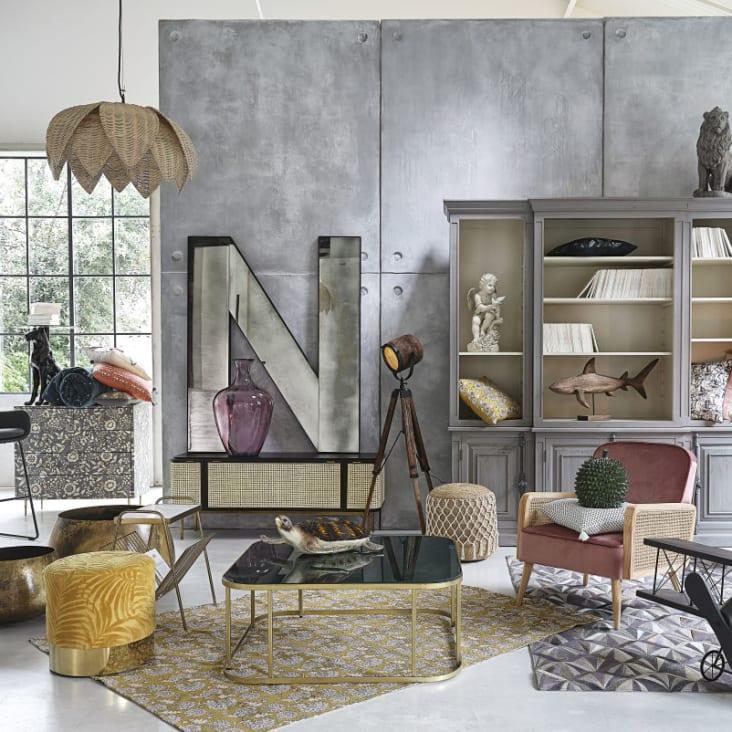 Maisons du Monde TAMA - Mesa auxiliar de pantera negra con cristal reciclado Envío gratis