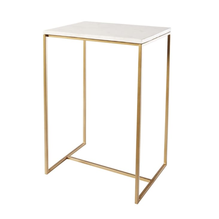 Maisons du Monde VENICE - Mesa auxiliar de mármol blanco y metal dorado Oferta especial