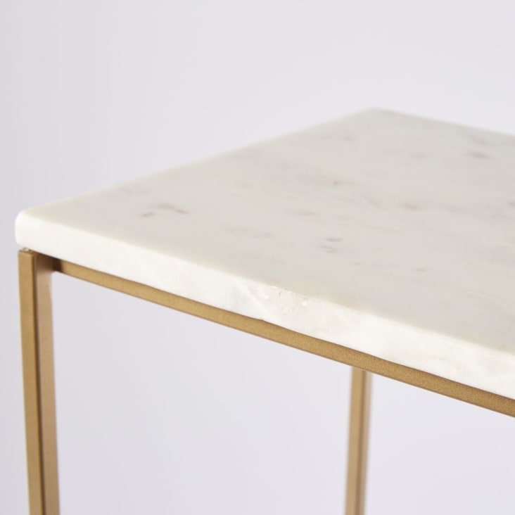 Maisons du Monde VENICE - Mesa auxiliar de mármol blanco y metal dorado Oferta especial