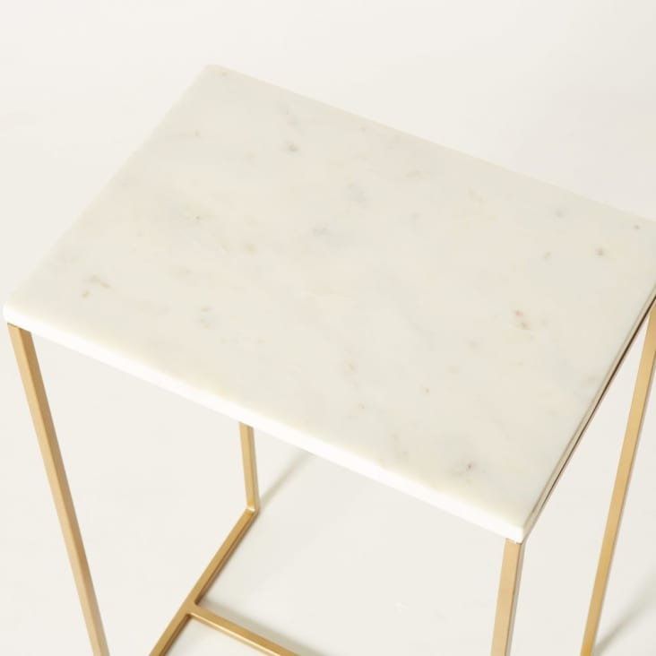 Maisons du Monde VENICE - Mesa auxiliar de mármol blanco y metal dorado Oferta especial