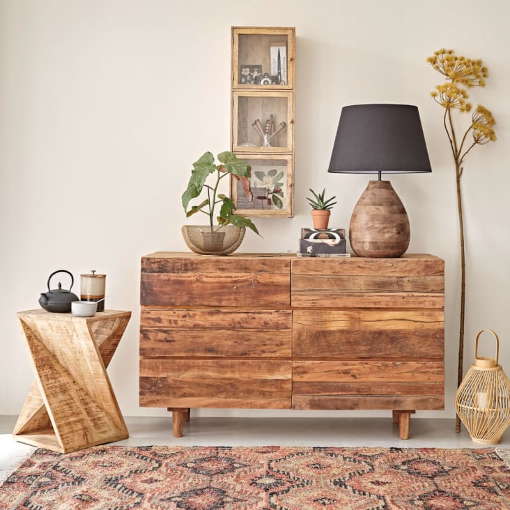 Maisons du Monde Mesa auxiliar de acacia y madera de neem Últimos 3 días