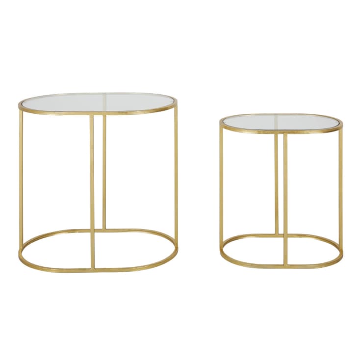 Maisons du Monde MELENA - Mesas auxiliares de cristal y metal dorado (x2)