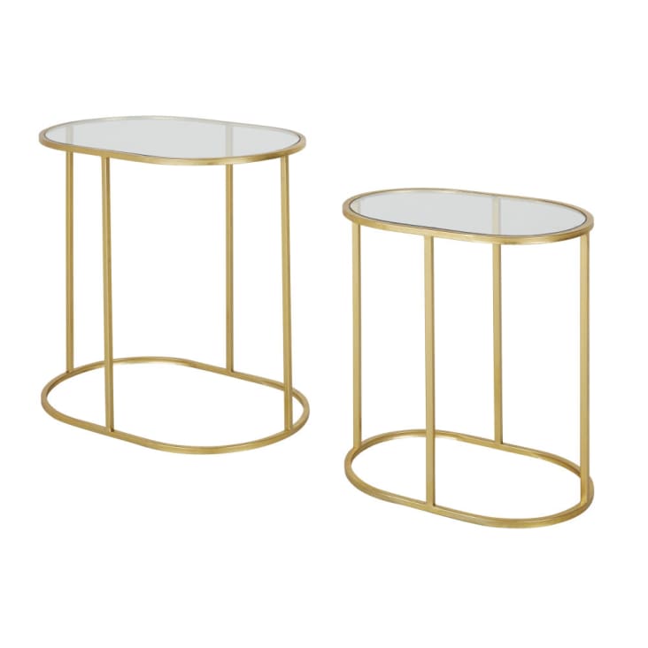 Maisons du Monde MELENA - Mesas auxiliares de cristal y metal dorado (x2) COMPRAR AHORA