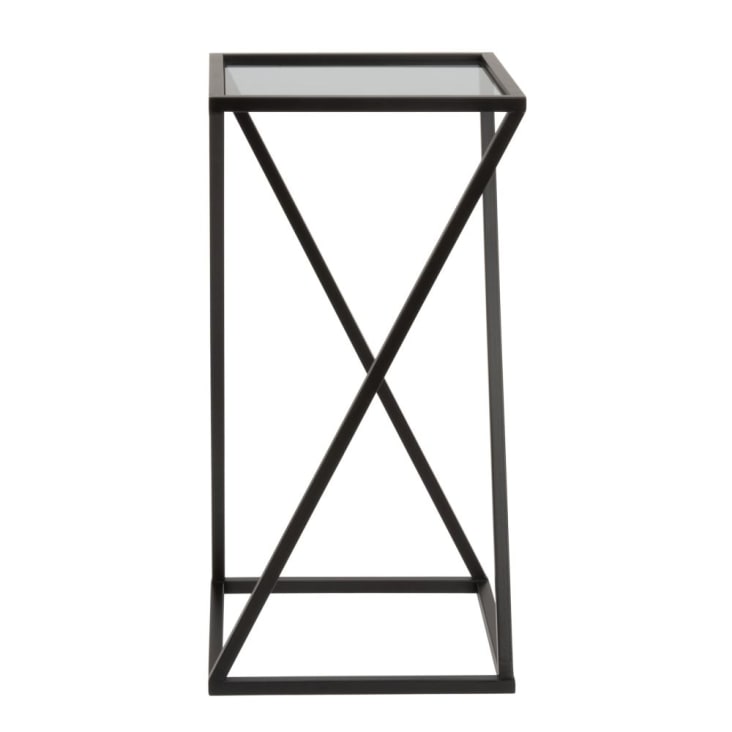 Maisons du Monde PIAZZELA - Mesa auxiliar de metal negro y cristal