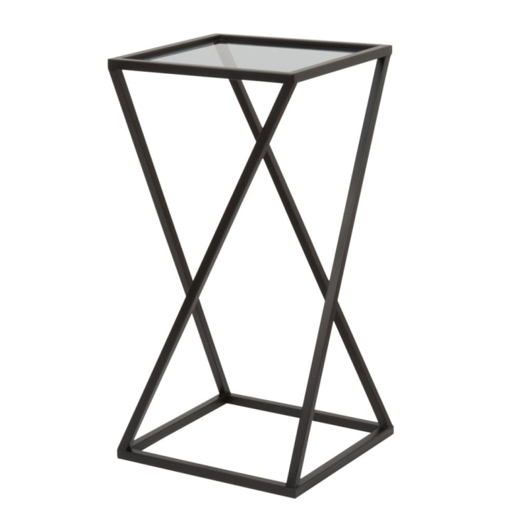 Maisons du Monde PIAZZELA - Mesa auxiliar de metal negro y cristal ÚLTIMAS EDICIONES