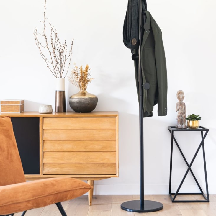 Maisons du Monde PIAZZELA - Mesa auxiliar de metal negro y cristal ÚLTIMAS EDICIONES
